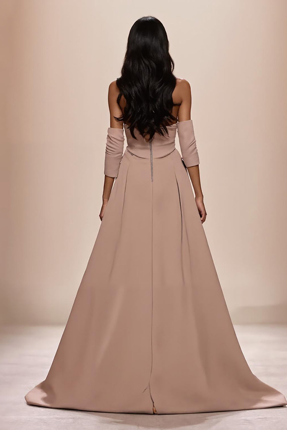 Champagne Sweetheart Appliqued Long Formal Dress with Slit