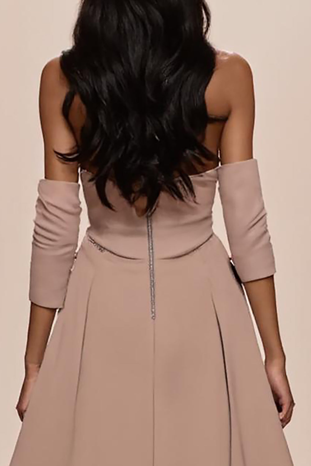 Champagne Sweetheart Appliqued Long Formal Dress with Slit