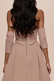 Champagne Sweetheart Appliqued Long Formal Dress with Slit