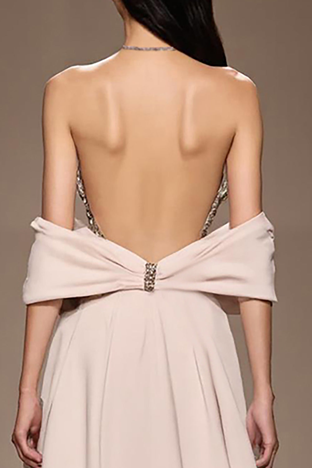 Ivory Satin A Line Halter Neck Long Formal Dress with Slit