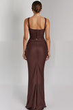 Coffee Mermaid Spaghetti Straps Maxi Formal Dress