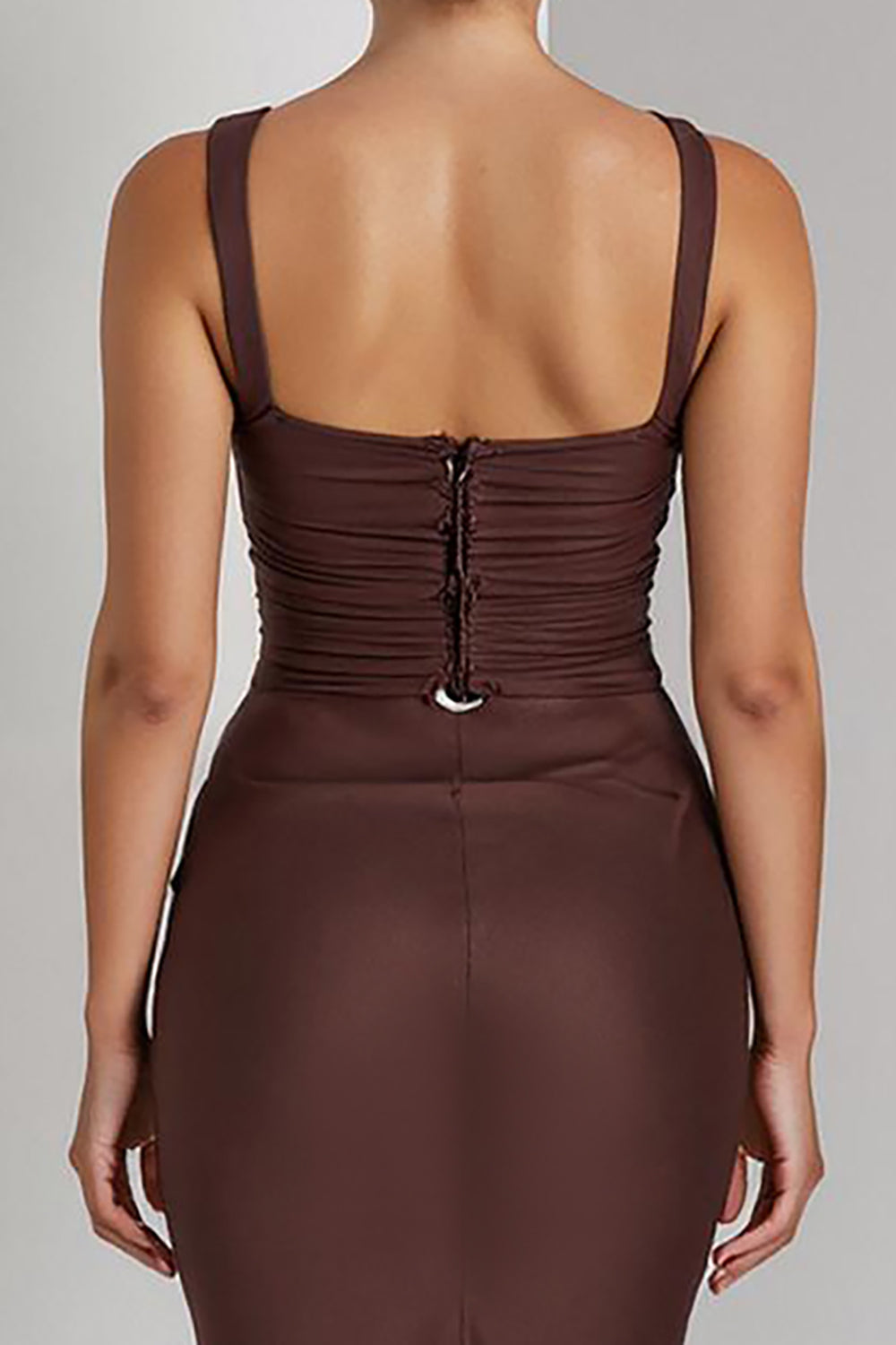 Coffee Mermaid Spaghetti Straps Maxi Formal Dress