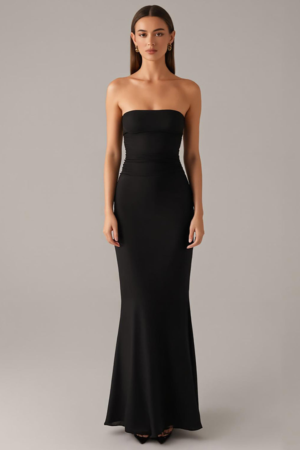 Elegant Strapless Mermaid Black Tie Dress