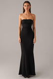 Elegant Strapless Mermaid Black Tie Dress