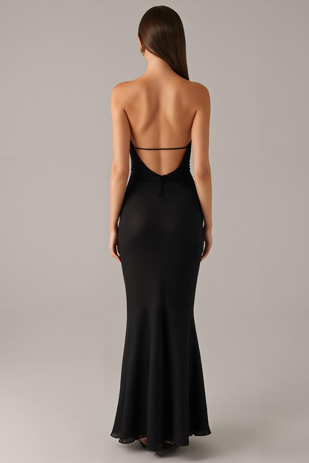 Elegant Strapless Mermaid Black Tie Dress