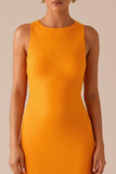 Yellow Round Neck Sleeveless Long Evening Dress