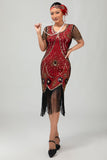 Sparkly Beaded Black Golden Fringed Bodycon Gatsby Midi 1920s Dress