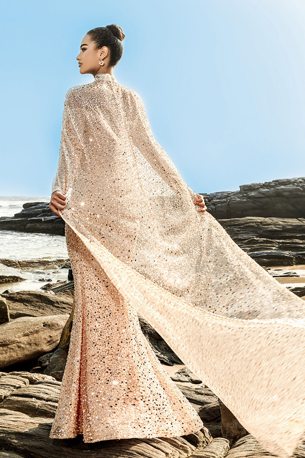 Sparkly Off The Shoulder Champagne Mermaid Beaded Corset Long Formal Dress