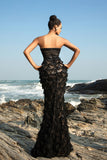 Sparkly Sweetheart Black Mermaid Long Formal Dress with Feathers