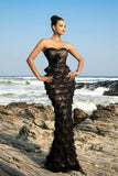 Sparkly Sweetheart Black Mermaid Long Formal Dress with Feathers