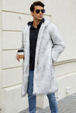 Black Hooded Faux Fur Long Warm Winter Men's Coat
