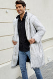 Black Hooded Faux Fur Long Warm Winter Men's Coat