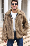 Black Fluffy Lapel Men's Faux Fur Winter Coat