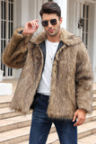 Black Fluffy Lapel Men's Faux Fur Winter Coat