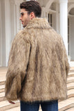 Black Fluffy Lapel Men's Faux Fur Winter Coat
