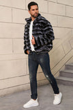 Dark Grey Straps Faux Fur Short Winter Men's Coat