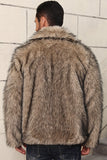 Grey Lapel Faux Fur Short Winter Men's Coat