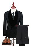 Sparkly Navy Shawl Lapel 2 Pieces Slim Fit Men Formal Suits