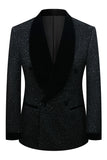 Sparkly Navy Shawl Lapel 2 Pieces Slim Fit Men Formal Suits