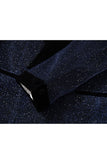 Sparkly Navy Shawl Lapel 2 Pieces Slim Fit Men Formal Suits