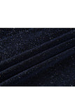 Sparkly Navy Shawl Lapel 2 Pieces Slim Fit Men Formal Suits