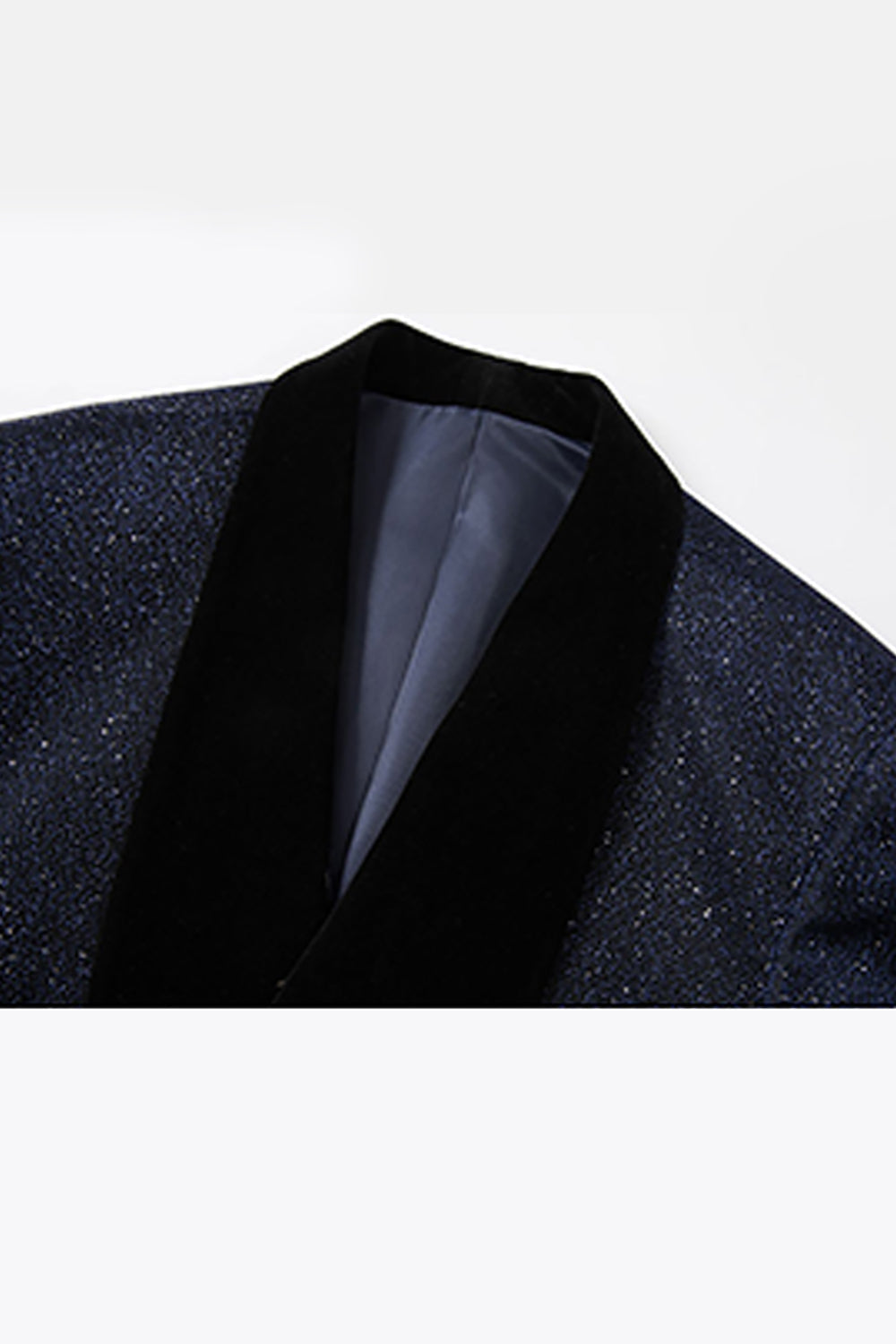 Sparkly Navy Shawl Lapel 2 Pieces Slim Fit Men Formal Suits