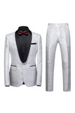 Jacquard Blue Shawl Lapel 2 Pieces Men Formal Suits