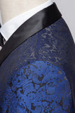Jacquard Blue Shawl Lapel 2 Pieces Men Formal Suits