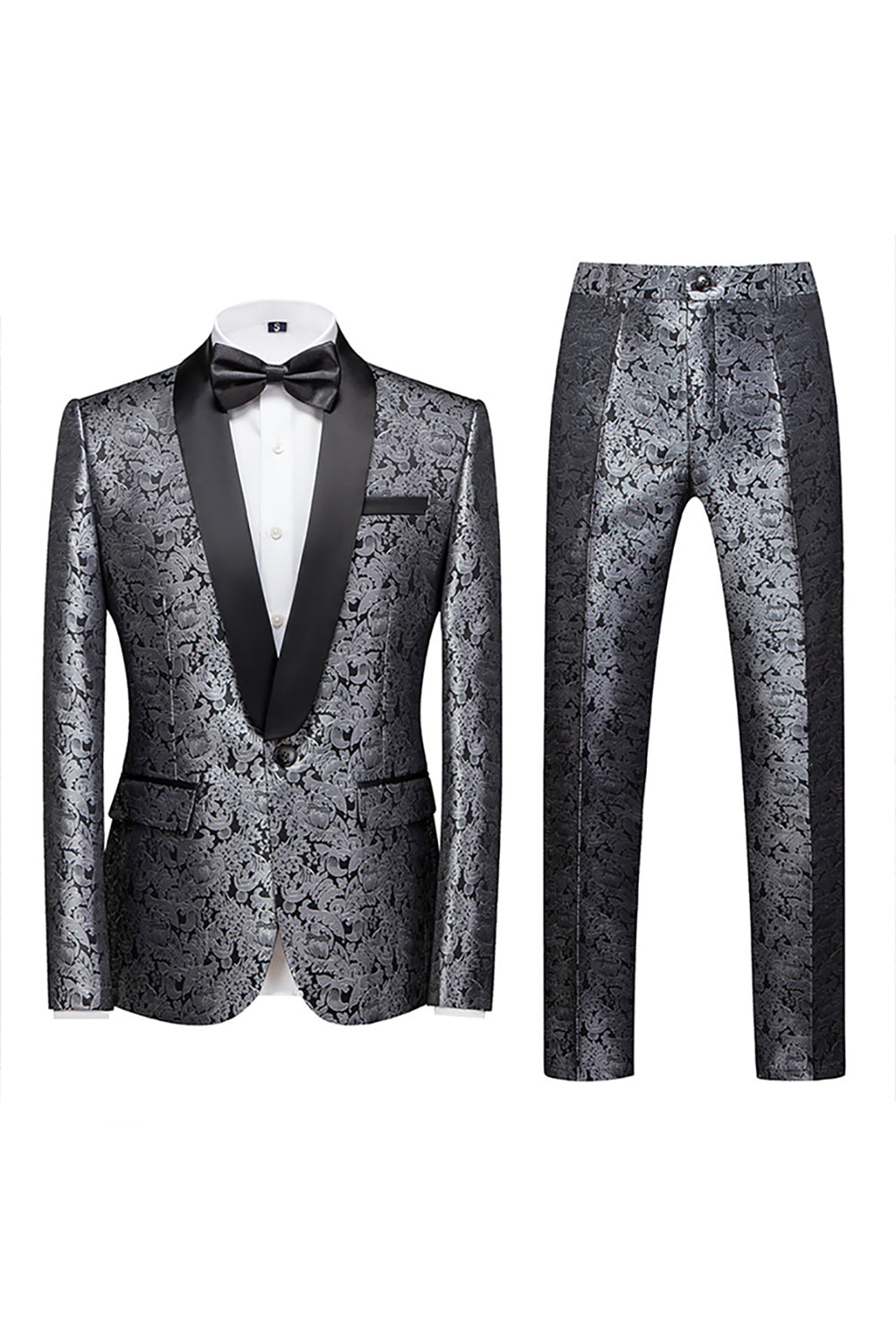 Jacquard Blue Shawl Lapel 2 Pieces Men Formal Suits