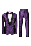 Jacquard Blue Shawl Lapel 2 Pieces Men Formal Suits
