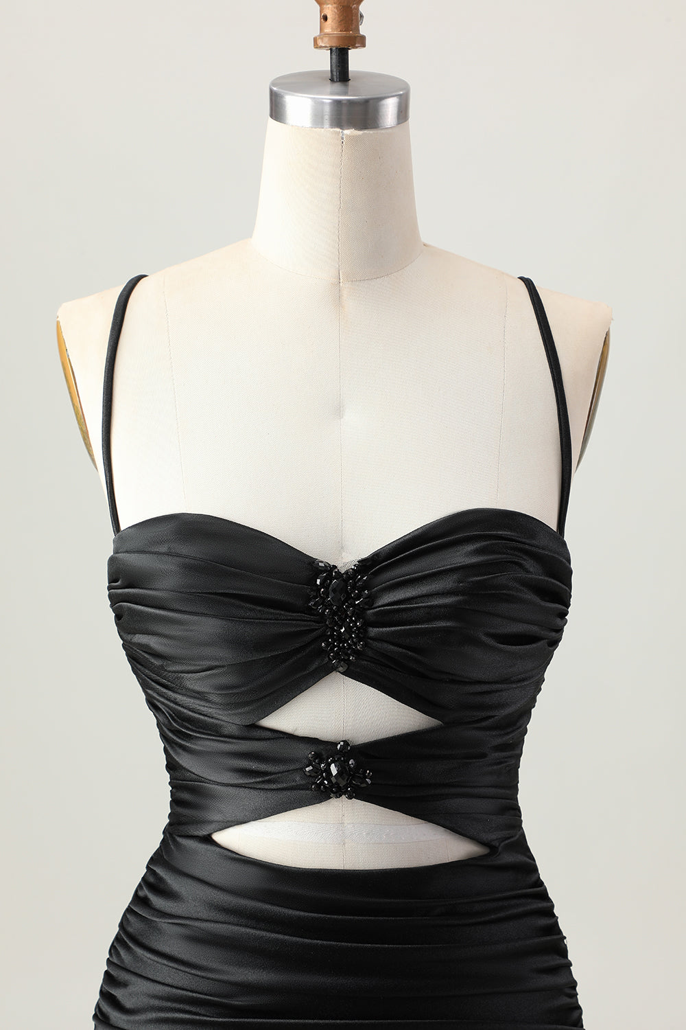 Dark Khaki Ruched Cut-Out Tight Mini Homecoming Dress with Lace Up Back