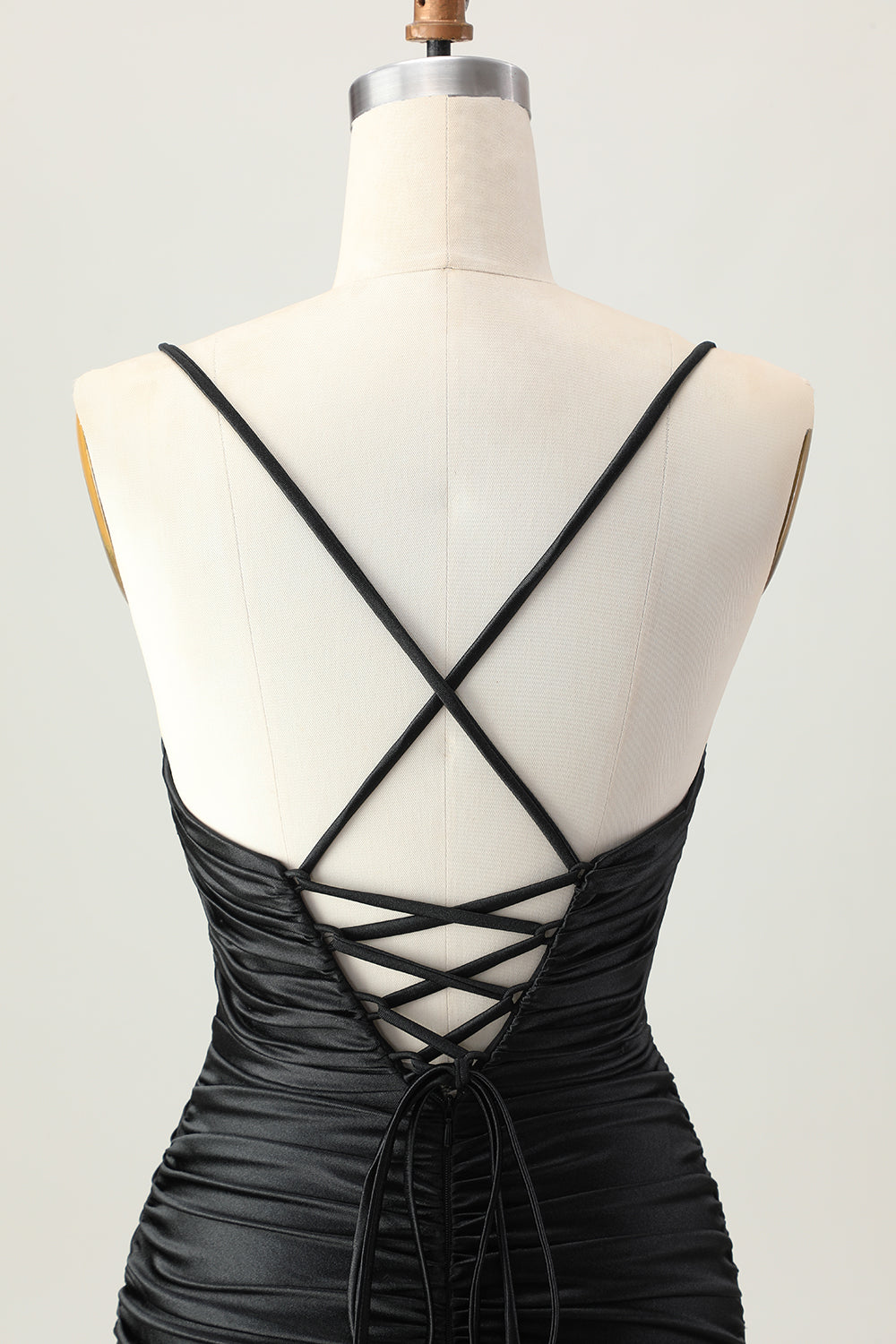 Dark Khaki Ruched Cut-Out Tight Mini Homecoming Dress with Lace Up Back