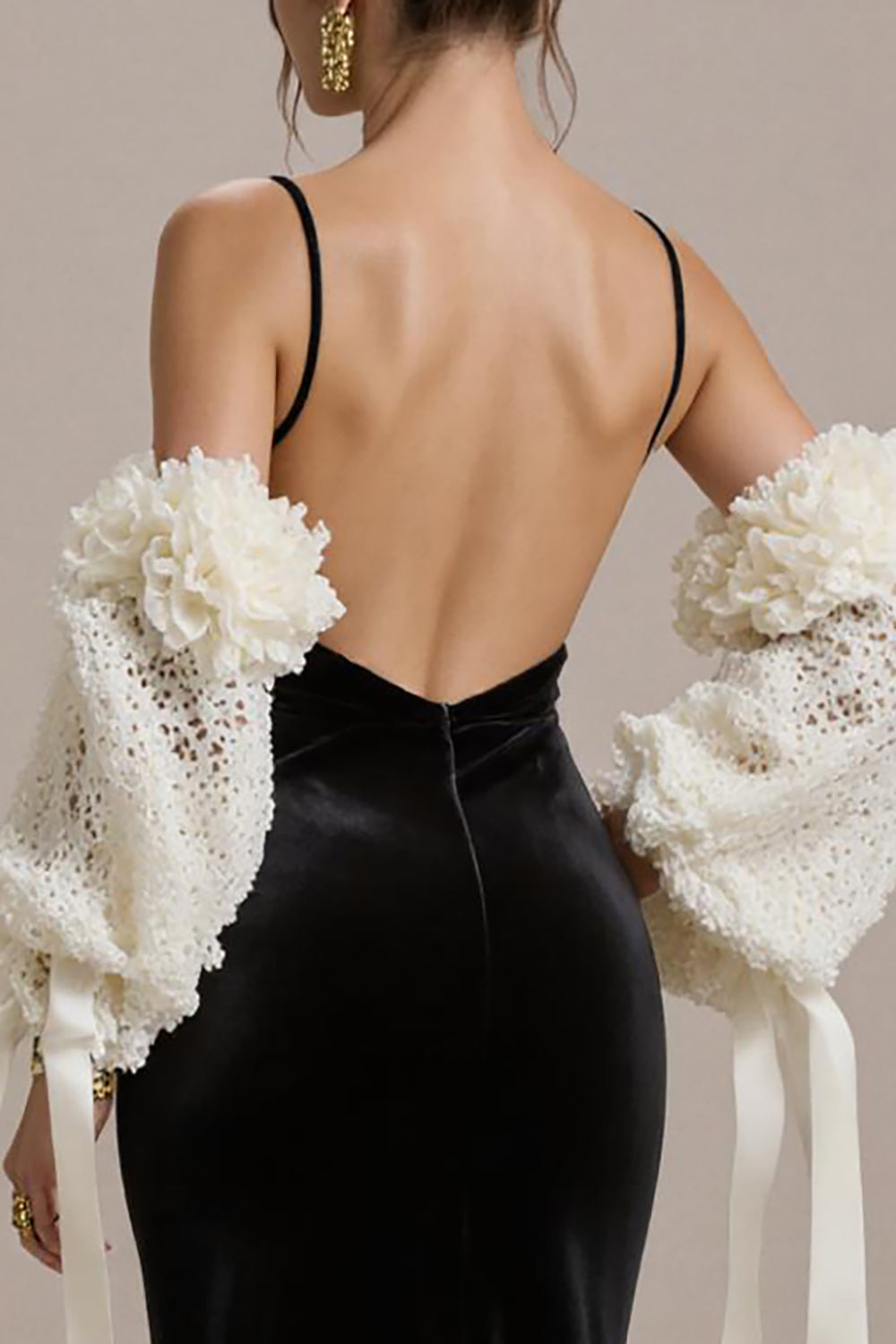 Black Velvet Spaghetti Straps Mermaid Long Formal Dress with Sleeves