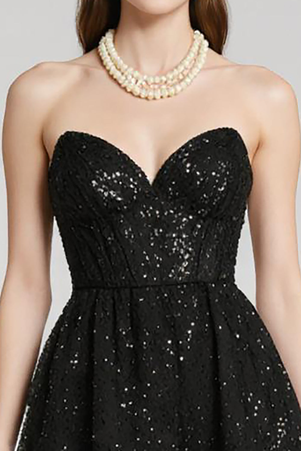 Sparkly Black Sequin Sweetheart A Line Short Cocktail Dress