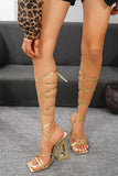 Gold Gladiator Strappy Chunky Heel Sandals