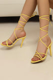 Golden Gladiator Strappy Open Toe Stiletto Heel Sandals