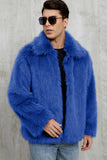 Black Fluffy Faux Fur Lapel Short Winter Men's Coat