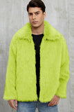 Black Fluffy Faux Fur Lapel Short Winter Men's Coat