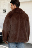 Black Fluffy Faux Fur Lapel Short Winter Men's Coat