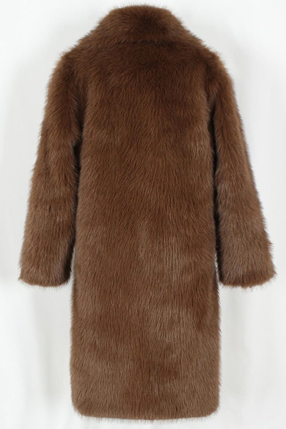 Brown Fluffy Faux Fur Lapel Long Winter Men's Coat