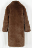 Brown Fluffy Faux Fur Lapel Long Winter Men's Coat