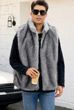 Light Grey Lapel Faux Fur Winter Men's Vest