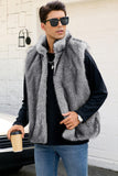 Light Grey Lapel Faux Fur Winter Men's Vest