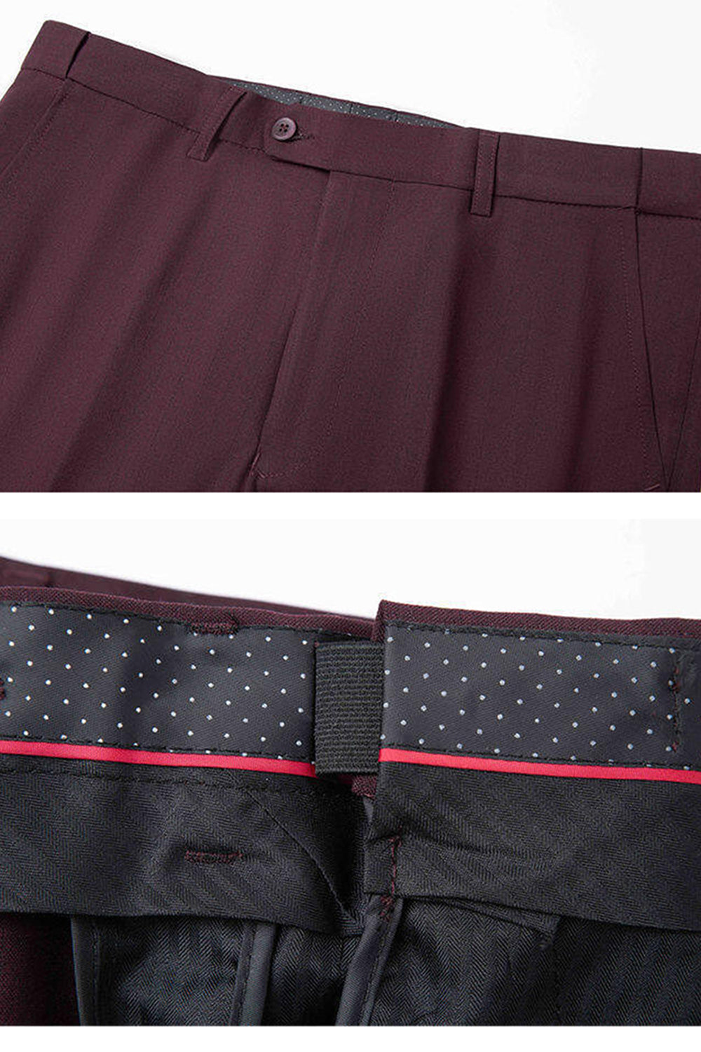 Dark Red Notched Lapel One Button 2-Piece Men's Suits