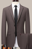 Coffee Notched Lapel 2 Pieces Slim Fit Men's Suit