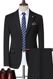 Black 2-Piece Notched Lapel Singel Breasted Men's Suits