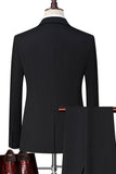 Black 2-Piece Notched Lapel Singel Breasted Men's Suits