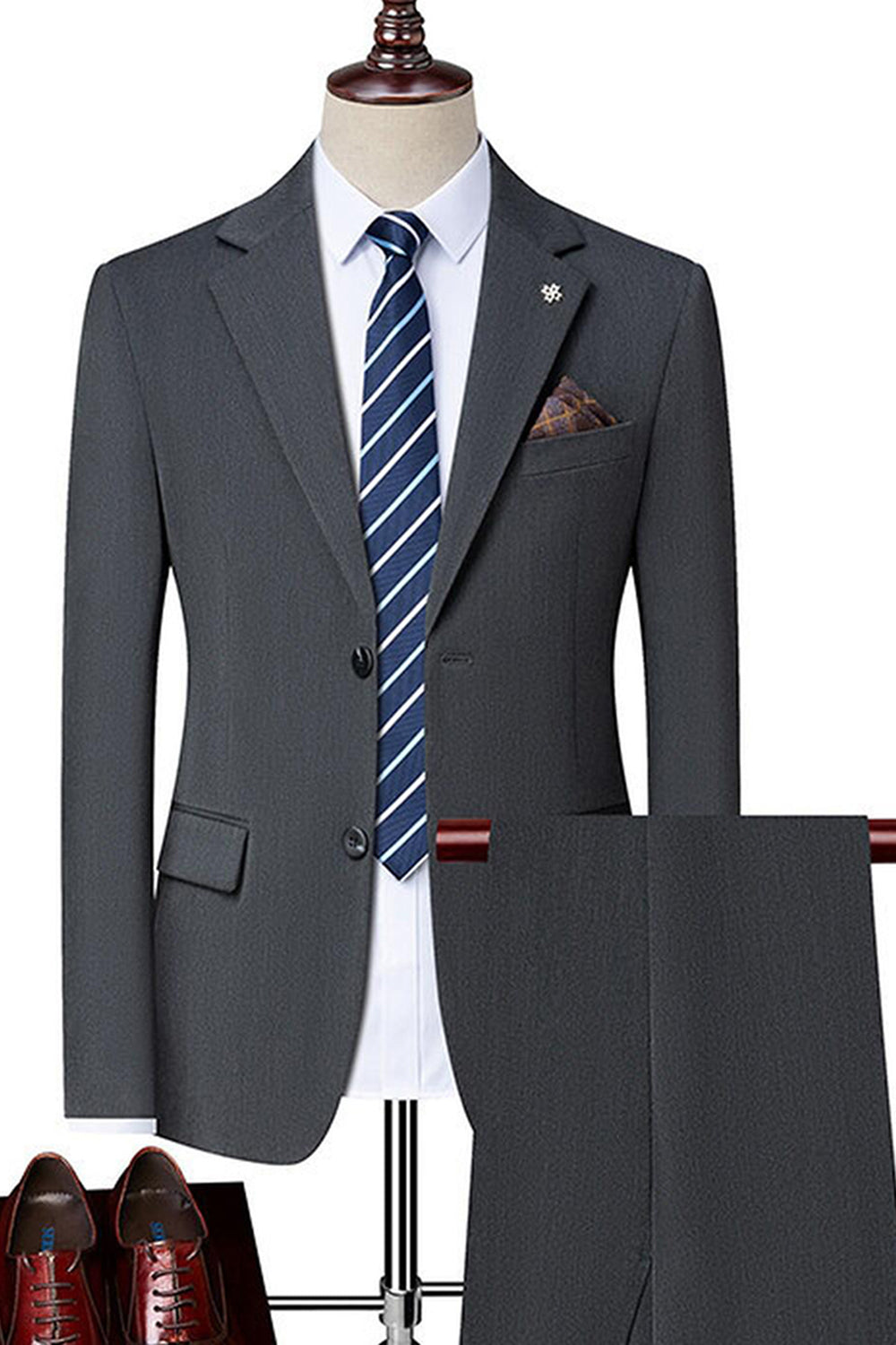 Black 2-Piece Notched Lapel Singel Breasted Men's Suits