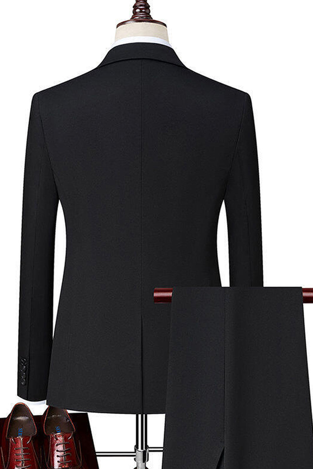 Black Singel Breasted Notched Lapel 3-Piece Men's Formal Suits