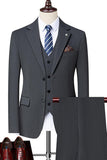 Black Singel Breasted Notched Lapel 3-Piece Men's Formal Suits